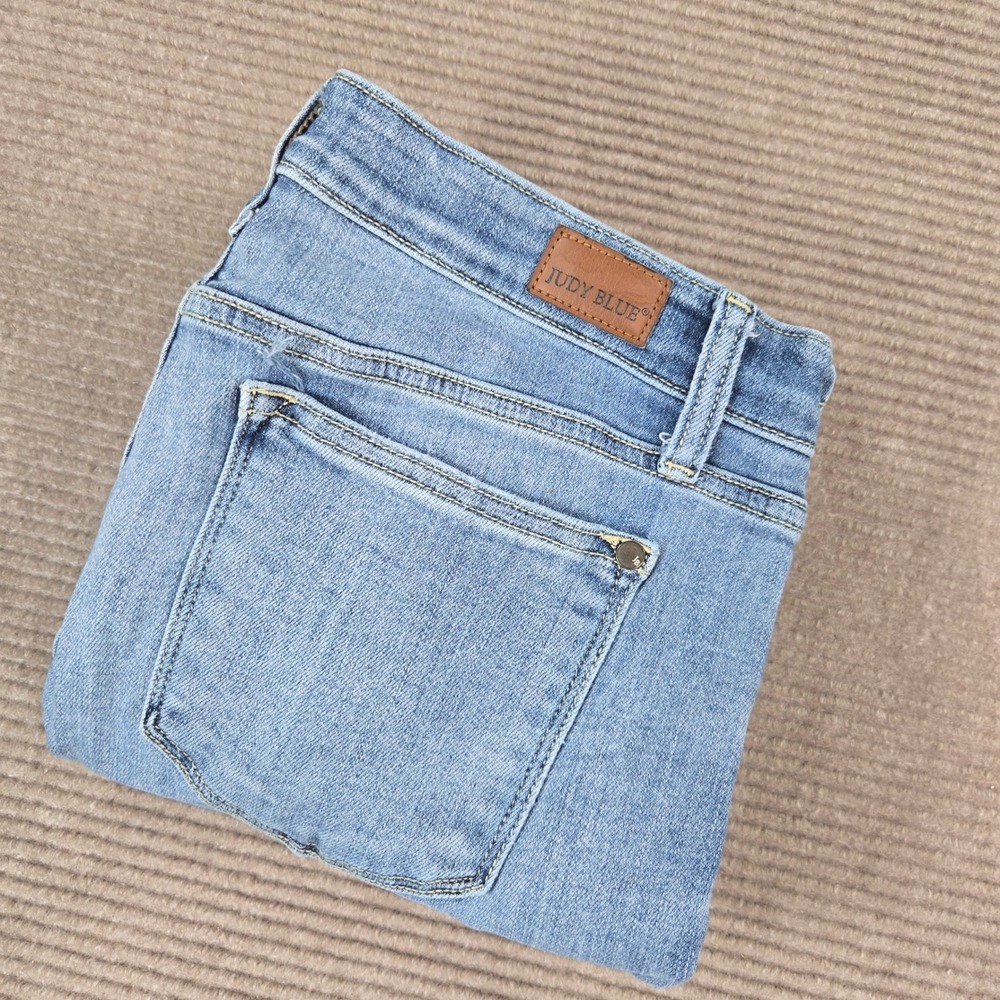 Judy Blue Womens 9/29 Blue Boyfriend Fit JB82335LT Stretch Denim Jeans